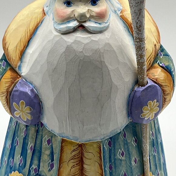 Handpainted Russian/Ukrainian Linden Wood Carved Santa 6" Christmas Angel Bunny - Picture 3 of 11